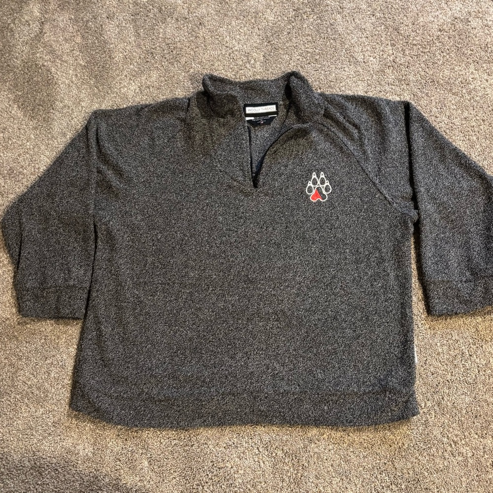 Charcoal Quarter-Zip Men's Sweater with Paw Logo
